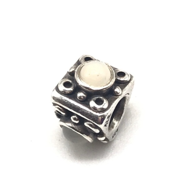 Pandora Retired Triangular Moonstone Triple 3 Sided Rare Bead Charm - Picture 4 of 6